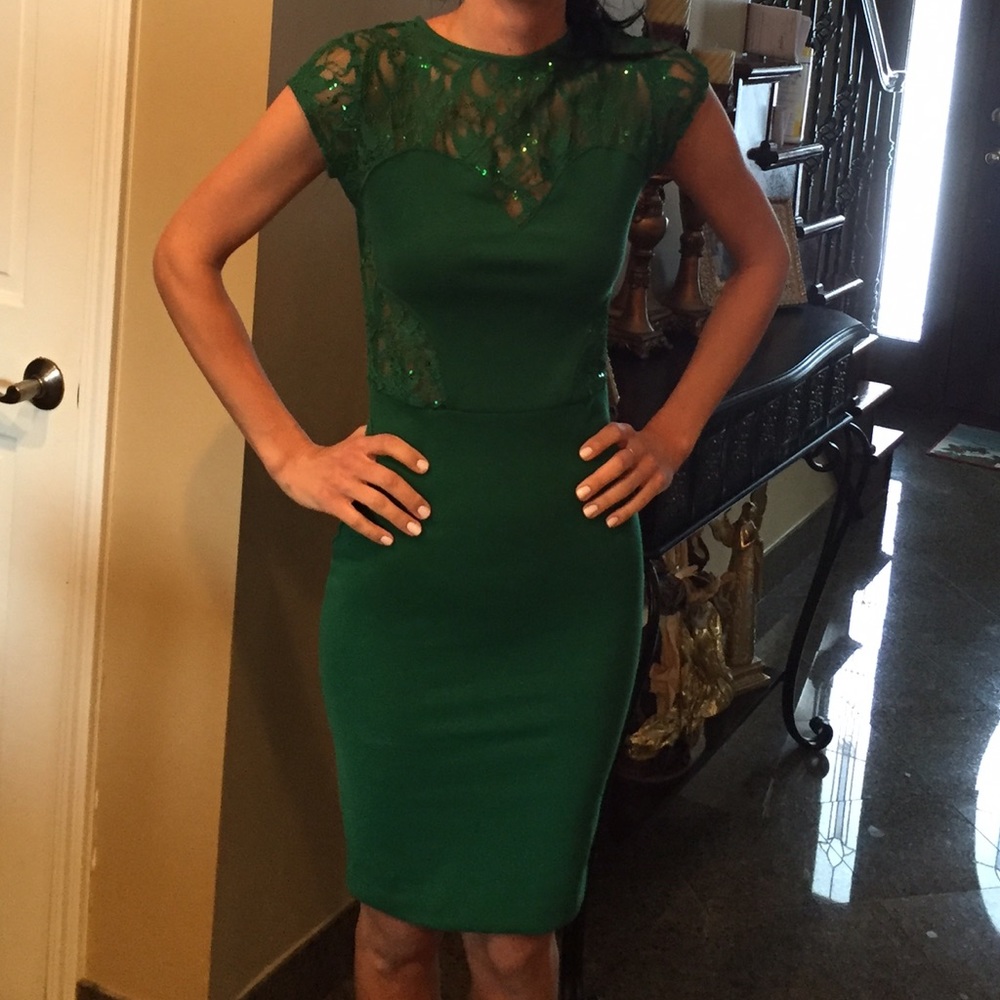 Asos emerald green size 4 knee length dress